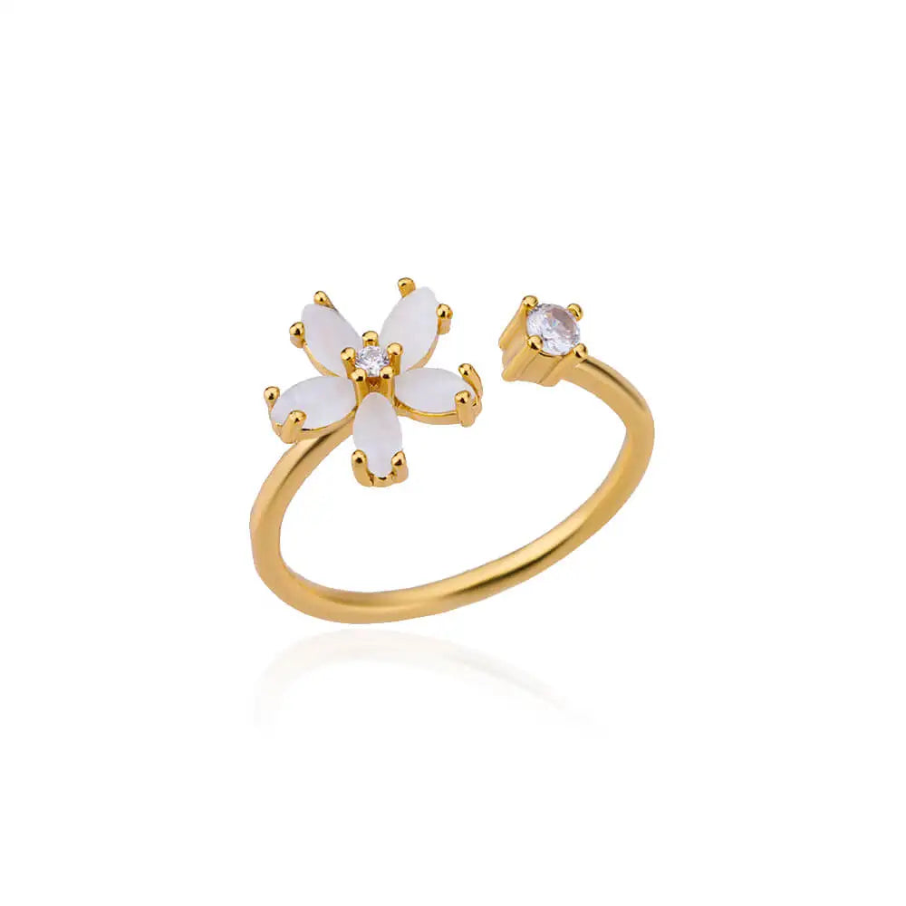 Anillo Flor de Cerezo Dorado